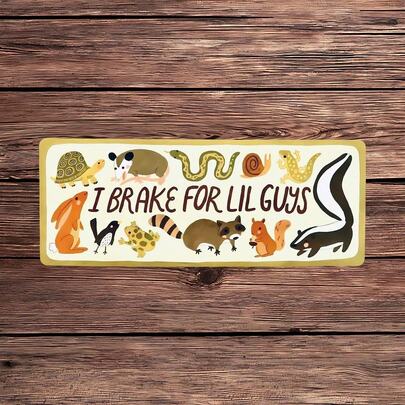 1PC Cute Small Animal Vinyl Sticker, Durable I Brake For Lil Guys Decal With Woodland Critters, Snail, Lizard, Bird And Raccoon Style Design For Car Window, Laptop, Water Bottle, Journal And Notebook Decor