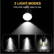 1pc Rechargeable 3-Level Adjustable Focus LED Flashlight, With USB Charging Cable And Protective Storage Box, Portable Flashlight For Outdoor Camping, Emergency Power Outage - senter - View 3