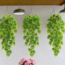 仿真植物綠色人造吊掛蕨類植物－逼真龜背葉藤蔓，適用於婚禮裝飾、生日派對、花園活動、室內外使用－高品質，無需電力，戶外植物裝飾 - 龜背葉 - 查看 3