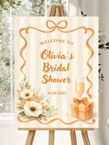 Customized Modern Minimalist Vertical Welcome Sign - Suitable For Spring/Summer Decor, Peach Theme Wall Art With Customized Name/Text, Vinyl Material, Easy Installation For Home, Office, Wedding Gift - Multicolor - View 2