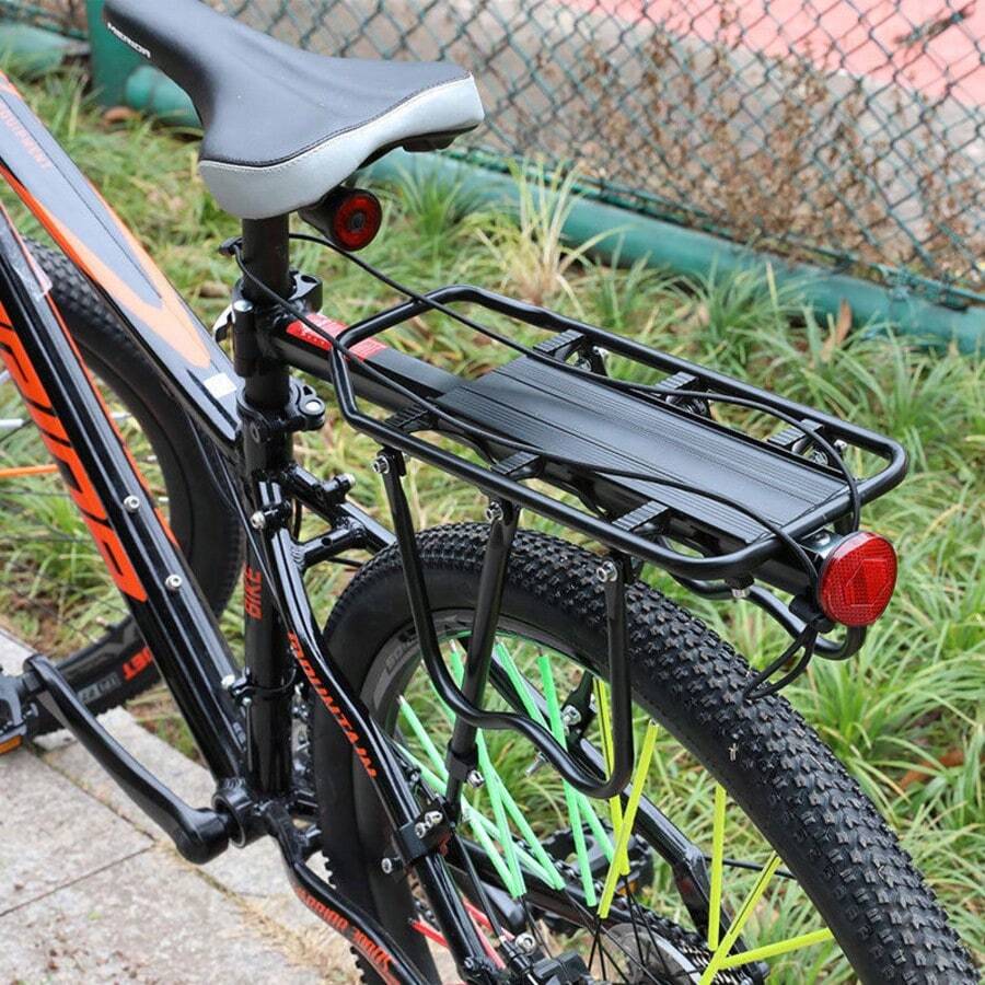 1pc Adjustable Aluminum Alloy Rear Seat Bracket, Quick Installation For 22-28 Inch Bicycles, With Straps, Multi-Functional Tail Rack (Black), Durable Metal Structure, Suitable For Bicycle Rear Seat, Luggage Rack, Cycling Equipment