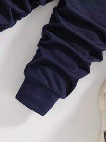 Toddler Cartoon Pattern Warm Crew Neck Sweatshirt And Sweatpants - Royal Blue - View 5