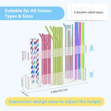 Cabinet Door Straw Organizer - 9.5 Inch Large Acrylic Straw Storage Box With Strong Adhesive Backing, Cup Straw Storage Container, Cabinet Drinking Straw Dispenser, Suitable For Kitchen Countertop - Multicolor - View 3