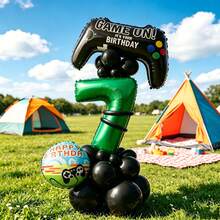 1 Set Game Theme Balloon Kit, Includes Game Controller Shaped Balloons, Printed Round Balloons, Green Number Balloons, Suitable For Gaming Theme Party, Children's Bedroom Birthday Decoration And Other Occasions - View 16