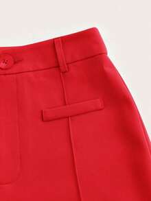 Pantalones Rectos De Verano Con Cintura Alta De Color Azul Claro - Rojo - Ver 4