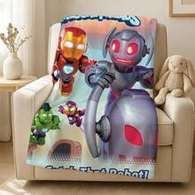 1pcs M Arvel The Invincible I Ron Man Classic Hero Fleece Blanket Versatile Multi-Purpose Soft Cozy Throw Blanket For Sofa Bed Living Room Couch Travel Camping Office Nap Car Decorative Warm Cartoon Plush Blanket Fans Gift - Nhiều màu - Xem 4