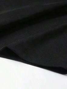 Camiseta de manga corta para mujer, estampado de alas de corazón, camiseta informal de cuello redondo, ropa de mujer, talla estándar, ropa de mujer EIEH - Negro - Ver 4