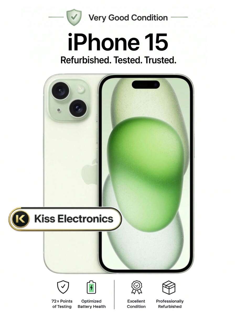 Apple IPhone 15 - Fully Unlocked Very Good - Grade B Condition Refurbished - Green - View 1