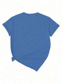Short-Sleeved T-Shirt With Bow Print, Versatile For Everyday Use And Commuting, For Women, Summer. - Navy Blue - View 2
