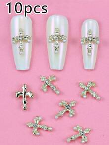 10pcs Nail Art Nail Charm Nail Accessories Y2K Style Three-Dimensional Exquisite Luxury Cross Pearl Tassel Chain Pendant Nail Gemstone Nail Accessories DIY Suitable For Nail Salons, Bags, Shoes, Clothes, Phone Cases, Also Suitable For Daily Life And Holiday Parties Nail Charms - Multicolor - View 12