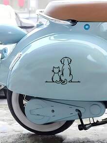 Hình dán xe hơi/xe máy 1c hình mèo và chó nhìn từ phía sau, thể hiện sự hài hòa. - mèo con và chó con - Xem 6