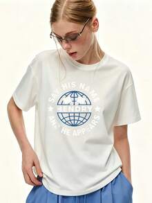 Camiseta Estampada Hendry de 180g para Mujer, Talla - Corte Holgado, Cuello Redondo, Manga Corta, para Reuniones Familiares, Regalos de Cumpleaños y Eventos de Equipo, Lavable aáquina, Estilo Casual Vintage Unisex, Camiseta de Algodón de Manga Corta y Cuello Redondo. - Blanco - Ver 7