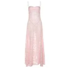 Vestido Sin Espalda Cuello Barco Estilo Elegante Vestido de Fiesta Nueva Llegada Popular - Rosa - Ver 9