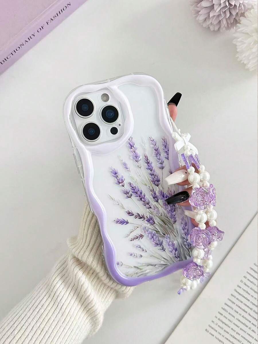 Ốp điện thoại chống rơi màu kem viền lượn sóng, sơn màu tím oải hương, kèm phụ kiện vòng tay hạt cườm, tương thích với iPhone 17pro/17Air/17/17promax/16/11/16pro/16plus/16promax/16e/15Promax/13/14/12/XS/XR/7G/8P, tương thích với Samsung Galaxy S26/S26PLUS/S26 Ultra/A17/A07/S25/S25PLUS/S25 Ultra/A16/A36/A26/A56/A50 - Nhiều màu - Xem 1
