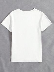 Camiseta de mujer de manga corta, cuello redondo, suave, con estampado de parches de diamantes de imitación de colores y de conejo, adecuada para uso diario, vacaciones y tiempo librePure-Cotton - Blanco 2 - Ver 3