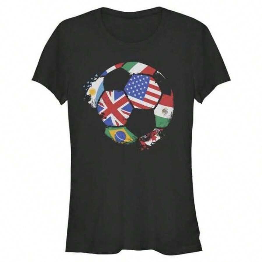 Camiseta de la Unión de Fútbol con Banderas de Países de Lost Gods para Jóvenes - Negra - Mediana - Negro - Ver 1