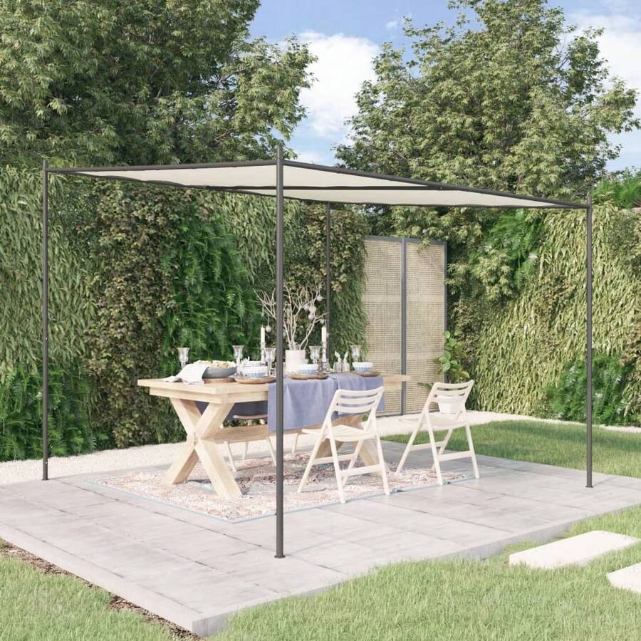 Belvédère blanc 3x3 m 180 g/m² tissu et acier Meubles de jardin Pergola treillis de toit de Pergola de parterre de fleurs élevé dans le jardin - A - Voir 1