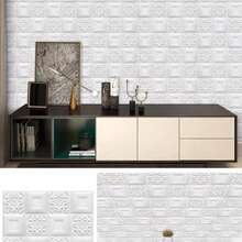 10pcs/20pcs 3D Wall Tiles Stickers, Foam Self-Adhesive Anti-Collision Wallpaper, Waterproof Ceiling Stickers, Easy To Paste And Peel, Easy To Clean And Cut-Free, Suitable For Kitchen, Living Room, Bathroom, Corridor, 13.8x13.8 Inches - Recurve - View 11