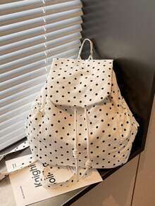 Nueva mochila para niñas, bolso de mano popular con lunares, bolsa escolar multifuncional de gran capacidad - Beis - Ver 9