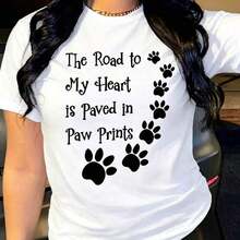 Camiseta ModernoPaw con Estampado de Huella de Pata y Eslogan, Cuello Redondo, Casual de Verano, 100% Algodón, Camiseta de Moda para Mujer, Camisetas de Mujer, Tops de Mujer, Camiseta de Algodón de Manga Corta Unisex, Camisetas Cómodas de Manga Corta Unisex para Mamás, Camisetas para el Día de la Madre, Ropa Casual - Blanco - Ver 5