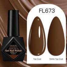 FOUR LILY 1瓶10ml棕色凝膠指甲油，HEMA TPO FREE 半永久可卸除UV凝膠指甲油，適合夏季美甲，持久、無鉛DIY美甲裝飾，美甲沙龍與居家美甲用品 - 摩卡棕 - 查看 3