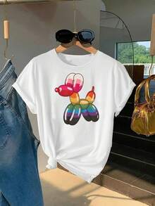 Camiseta de Mujer 100% Algodón Puro, Estilo Bohemio, con Estampado Floral Artístico, Casual, Básica, de Manga Corta, a la Moda. Camiseta de Mujer con Patrón Vintage Bohemio, 100% Algodón, Suave, Transpirable, Cuello Redondo, Manga Corta, Estilo Boho Urbano. - Blanco - Ver 1