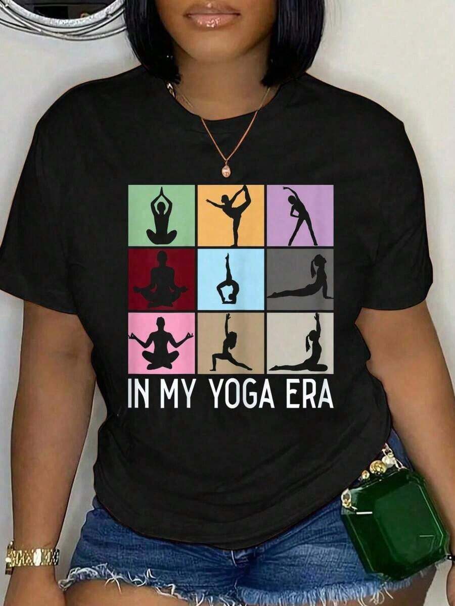 100% Algodón En Mi Era de Yoga Camiseta Divertida para Niñas Yoga Yogi Mamá Meditación Namaste Camiseta Suave y Transpirable para Hombre y Mujer Moda Clásica Tops de Verano - Negro - Ver 1