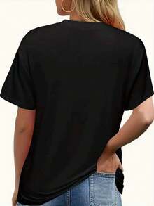 Camiseta de Verano para Mujer - Camiseta con Estampado de Humor sobre Café, Top Casual de Manga Corta con Cuello Redondo, Regalo Divertido para Amantes de la Cafeína, Diseño Ligero y Transpirable, Perfecta para Uso Diario y  en Redes Sociales. Top de manga corta cómodo y versátil. - Negro - Ver 4
