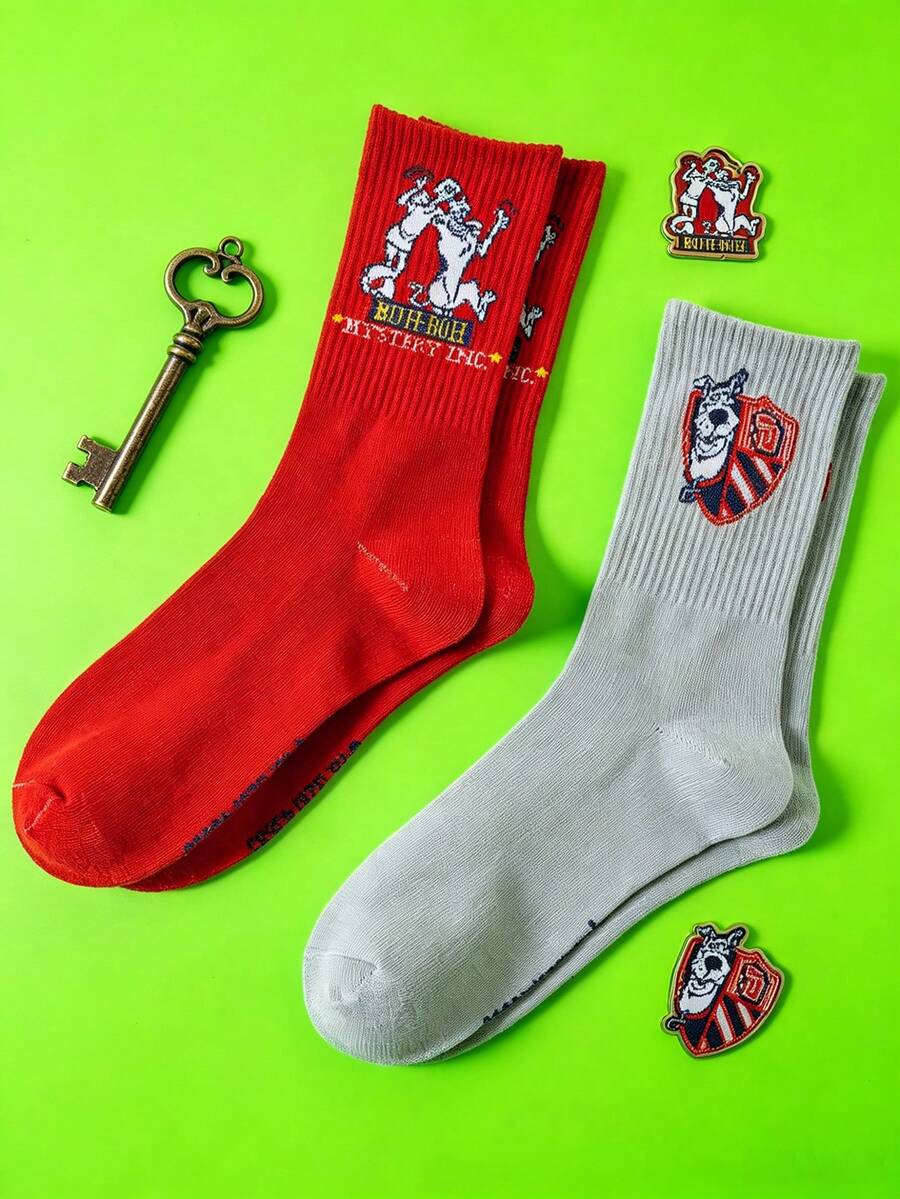 2 Pairs Scooby Doo Fashionable Socks, Comfortable Breathable Non-Slip, Suitable For All Occasions - Multicolor - View 1