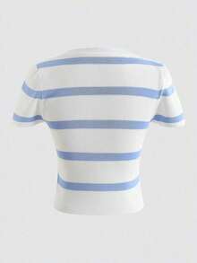 casual de verano con estampado de rayas - Azul y blanco - Ver 2