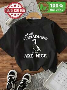 Camiseta de algodón estampada con diseño único de ganso y mensaje irreverente estilo humor. Moda casual ideal para destacar en reuniones, fiestas y eventos. actual en México, comodidad y estilo en una sola prenda. Perfecta para cualquier ocasión. - Negro - Ver 1