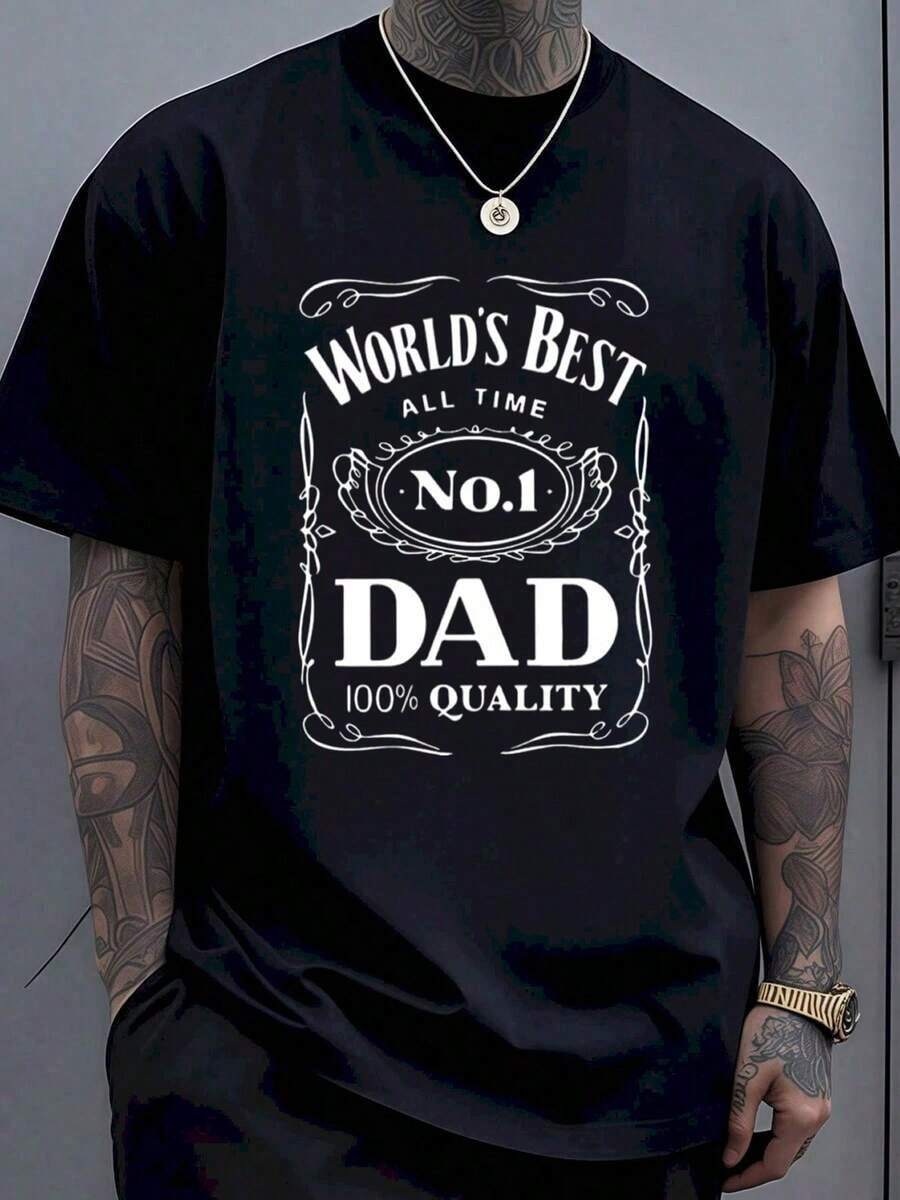 El Mejor Papá del Mundo, Papá Número 1 de Todos los Tiempos, Camiseta de Alta Calidad para Hombres, Regalo para el Día del Padre - Negro - Ver 1