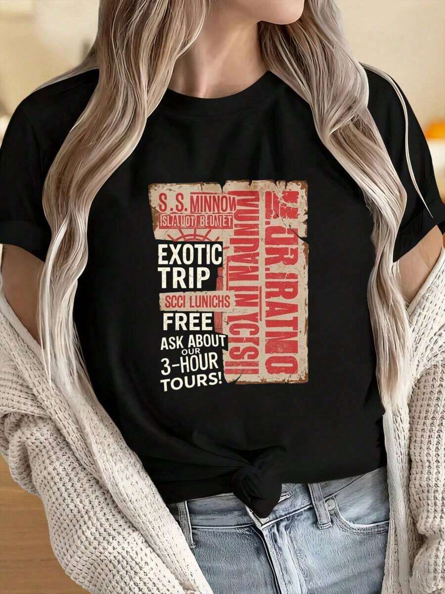 Camisetas para Mujer y Hombre con Cuello Redondo y Mangas Cortas. Minnow Island Of Beauty, Viaje Exótico, Comidas Gratuitas. Consulte sobre Nuestros Tours de 3 Horas. Camiseta Luminosa Dr. Irano. Estampados Divertidos Son Ideales para Fiestas de Navidad, Actividades Deportivas, Fiestas de Vacaciones, Salidas, Deportes y Otros Regalos Navideños. - Negro - Ver 1