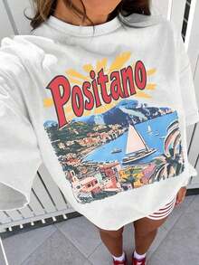 Blusa de manga corta holgada y cómoda para uso diario y casual, ideal para vacaciones junto al mar. Camiseta tipo Positano, Amalfi Coast, estética vintage costera y de abuela. Camisa de verano con estampado vintage, Linda camiseta italiana, adecuada para uso diario, casual, fiestas y como regalo.-Vintage Street Style Unisex Loose Cotton Short Sleeve Crew Neck T-Shirtblusas para mujer. blusas.blusas casuales para dama. - Blanco - Ver 7