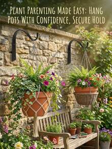 4/8pcs Black Sturdy Arched Multi-Purpose Iron Hooks, Rust-Resistant Plant Hangers, Suitable For Hanging Wind Chimes, Wall-Mounted Plant Racks, Large Outdoor Planters And Stands, Applicable For July 4th Decor, Gardening Tools, Outdoor Furniture, Outdoor Decor - Multicolor - View 9
