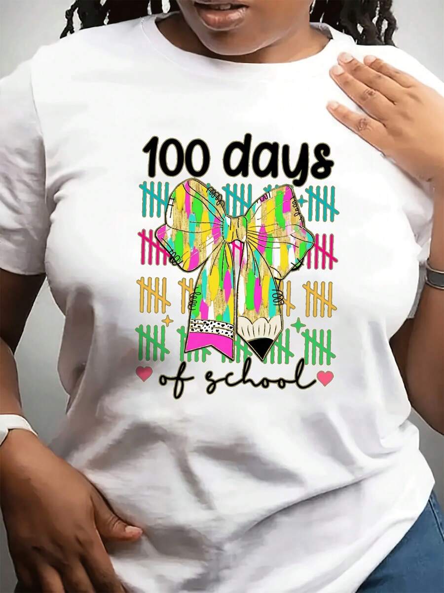 Talla - Camiseta Casual de Talla para Mujer - Camiseta con Estampado de Días, diseño colorido de mariposas y flores, cómoda para todas las estaciones, cuello redondo, patrón geométrico, tela ligera y transpirable, adecuada para uso casual, camiseta de uso diario. |   Camiseta con Estampado Vívido |   Cómoda y bien ajustada, camiseta estilo mariposa - Camiseta unisex de algodón suelto de manga corta y cuello redondo estilo vintage urbano. - Blanco - Ver 1