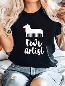 1PiezaModaInformalParaHombresYCamisetas de mujerDeMujeresParaPeluqueraDePerrosConEstampadoDivertidoDeArtistaDePiel,CamisetaDeCuelloRedondoDeMangaCortaCómodaParaPrimaveraYVerano,RopaDeMujerVeranoEsenciales, VeranoConjuntos de ropaParaMujeres, GráficoLas camisetas son versátiles, fáciles de combinar, adecuadas para el uso diario, el estilo urbano, los conjuntos de vacaciones y la ropa de fin de semana. - Negro - Ver 1