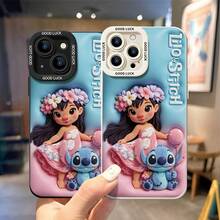Officially Licensed Disney Lilo & Stitch Phone Case, This Protective Phone Case Features Lilo Wearing A Flower Crown And Stitch Holding A Pink Balloon, With Vertical "Lilo & Stitch" Lettering On A Gradient Blue‑Pink Background, Made With Flexible, Durable TPU Material To Protect Against Everyday Scratches, Bumps, And Minor Impacts, Compatible With IPhone 17, 16, 15, 14, 13, 12, 11 Pro Series And Galaxy S22, S23, S24, S25 Models, Making It A Charming Choice For Disney Fans, Ideal For Birthdays, Holidays, Or Any Special Occasion To Surprise Family And Friends. - trắng - Xem 4