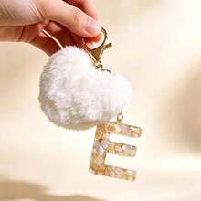 1 pieza Llavero con corazón de letra de resina beige y borla para mujer, accesorio creativo de estilo lindo como regalo para amigos - blanquecino - Ver 24