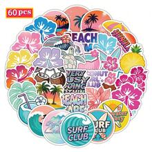 60张热带海滩夏季贴纸 – 夏威夷冲浪和芙蓉花元素，防水贴纸，适用于手机壳、水瓶、笔记本、日记本、行李箱、滑板、Kindle、剪贴簿用品、桌面配件、软胶贴纸 - 熱帶海灘 - 查看 10