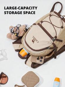 CAMEL CROWN Foldable Large Capacity Travel Backpack, Short Trip & Gym Storage Bag - Light Khaki - View 3