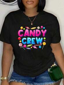Camiseta 100% Algodón Candy Crew Sweets Candy para Hombre y Mujer, Suave y Transpirable, Estilo Clásico de Moda para Verano - Negro - Ver 4