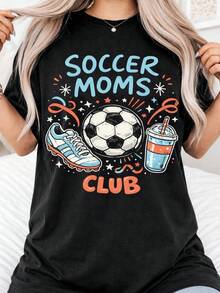 Camiseta del Club de Mamás Futboleras, Regalo para Mamá Futbolera, Camiseta con Gráficos de Fútbol para Mujer, Camiseta con Dibujos de Fútbol, Camiseta para Mamá Deportista en el Día del Partido, blusas elegantes dama, blusas de vestir elegantes - Negro - Ver 6