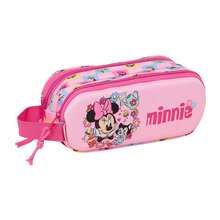 Safta | Triple Pencil Case Disney Minnie Mouse School Pencil Case With 3 Separate Zip Compartments, Central Inner Pocket With Zip, Back To School Organizer - Basic - View 1