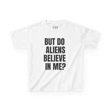 Camiseta divertida para bebé: ¿Pero los extraterrestres creen en mí?Camiseta gráfica ajustada para mujer, camiseta estilo Y2K, camiseta con eslogan, camiseta divertida para festivales, camiseta graciosa para mujer - Negro - Ver 6