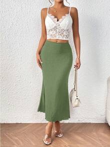 Versatile Draped Casual Skirt For Women, New Summer Fashion - verde - 查看 1