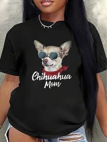 Camiseta de manga corta, ligera y duradera, con un diseño de una madre perro pastor de pelo largo con gafas, perfecta para descansar en casa o para salir, lo que la convierte en un excelente regalo para los amantes de los perros. - Negro - Ver 7