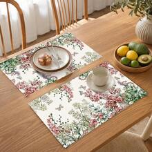 1 pieza Mantel individual de lino con elemento vegetal, tapete para desayuno, tapete para café, posavasos, base para tazón, accesorio de cocina, fácil de limpiar, apto para el hogar, restaurante, decoración de restaurante, regalo de vacaciones, regalo para amigos, juego de múltiples piezas - Multicolor - Ver 10