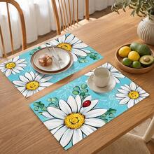 1 pieza Mantel individual de lino con estampado floral, tapete para desayuno, posavasos de café, base para tazón, accesorio de cocina, fácil de limpiar, apto para el hogar, restaurante, decoración del comedor, regalo festivo, regalo para amigos, juego de múltiples piezas - Multicolor - Ver 5
