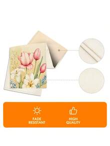 1 Pc Wisteria Hummingbird Tulip Lily Printed Linen Table Runner Farmhouse Style Rectangular Heat Resistant Table Decor For Spring Easter Kitchen Dining Party - Beige - View 7